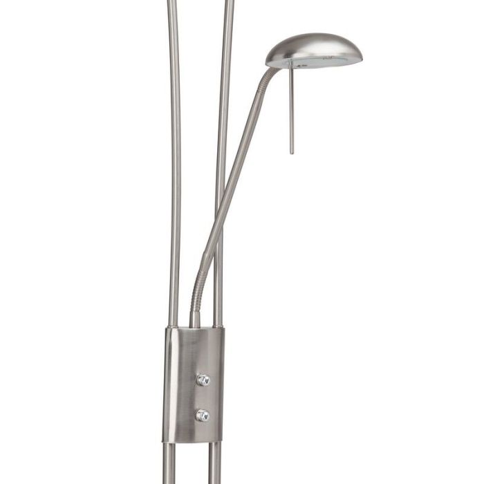 Glass reading floor lamp chrome, Ivan, 18W, 3000K LED, with switch