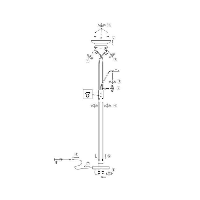 Modern reading floor lamp brass, Joann, 18W, 3000K LED, with switch