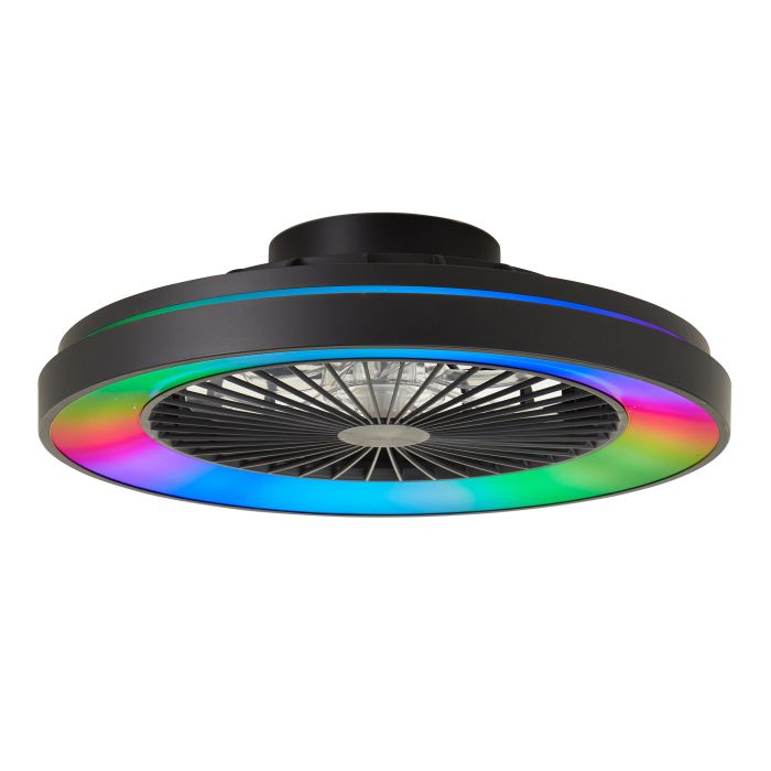 Modern ceiling fan black, Yasir, 40W, RGBW LED, with remote control