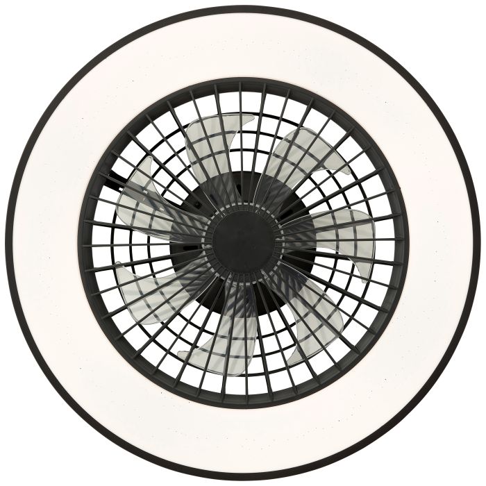Modern ceiling fan black, Yasir, 40W, RGBW LED, with remote control