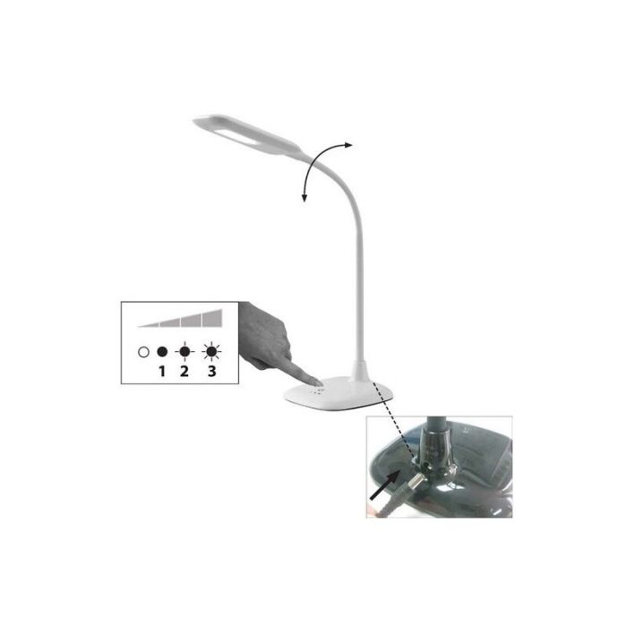 Plastic desk lamp black, Jenoah, 5W, 6000K LED, with touch dimmer
