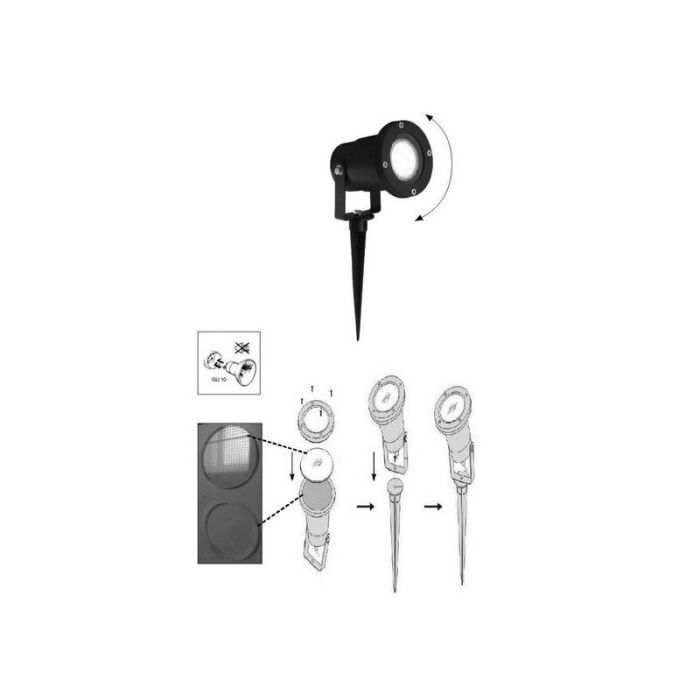 Aluminium garden spike light black, Shanna, IP44