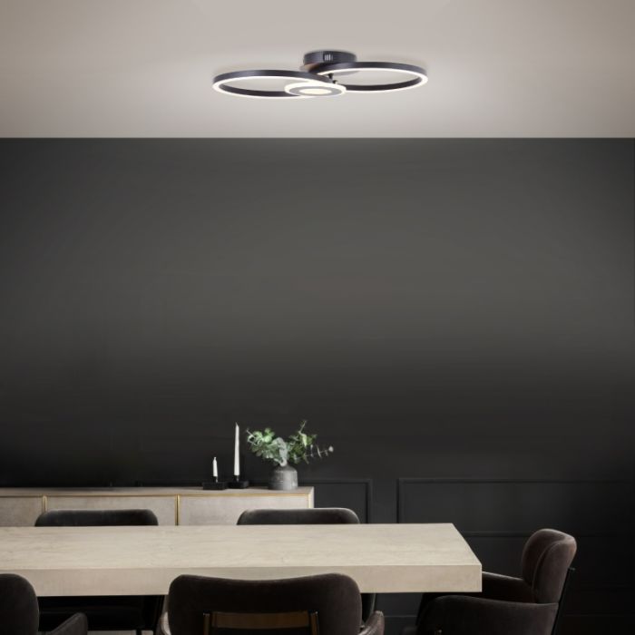 Design ceiling light black, Volkert, 24W, 3000K LED