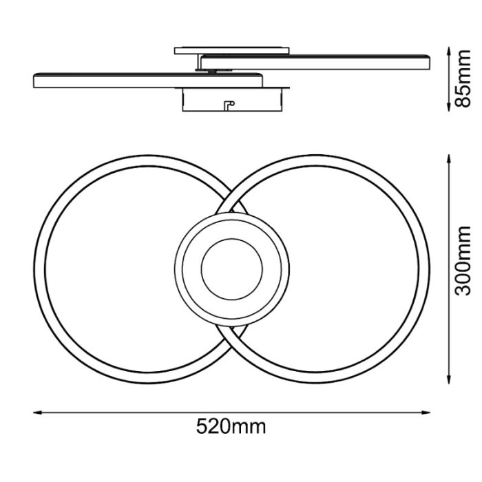 Design ceiling light black, Volkert, 24W, 3000K LED