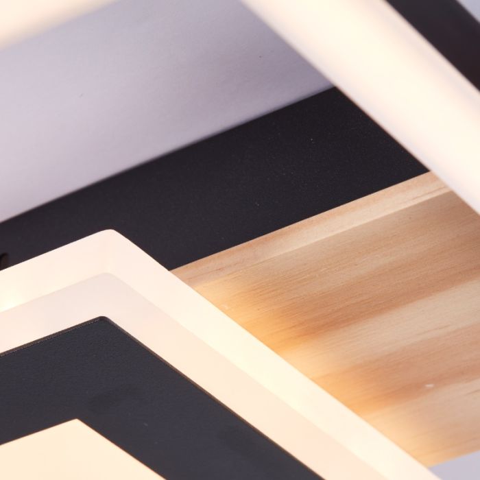 Design ceiling light black, Zakiya, 24W, 3000K LED