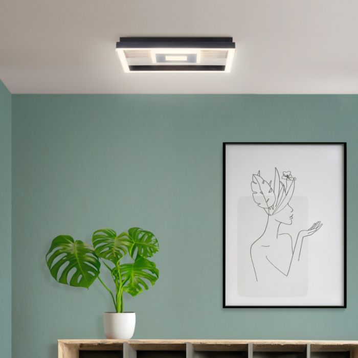 Design ceiling light black, Zakiya, 24W, 3000K LED
