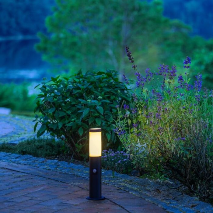 Metal outdoor floor lamp with motion sensor black, Meis, IP44