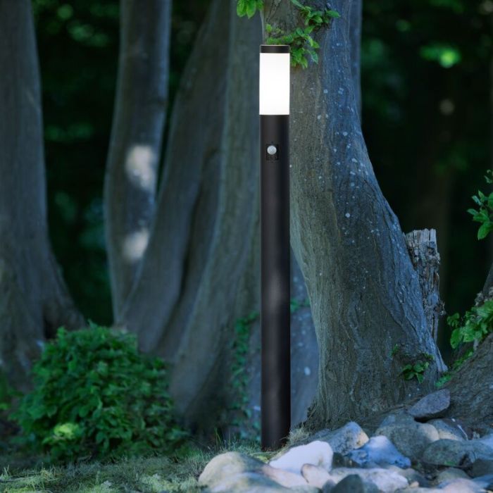 Metal outdoor floor lamp with motion sensor black, Meis, IP44