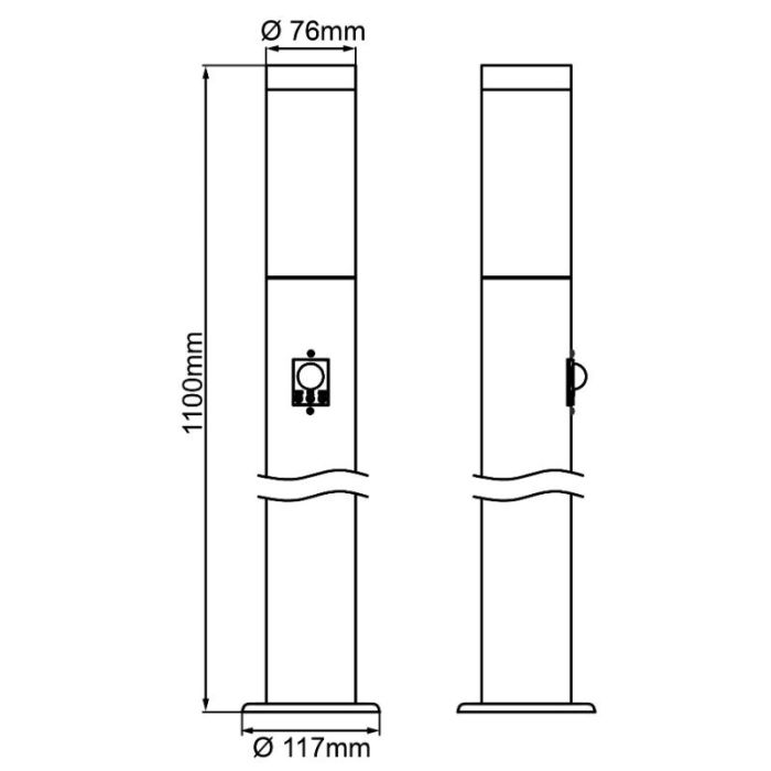 Metal outdoor floor lamp with motion sensor black, Meis, IP44