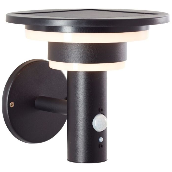 Modern solar outdoor wall light black, Lonneke, 3W, 3000K LED, IP44