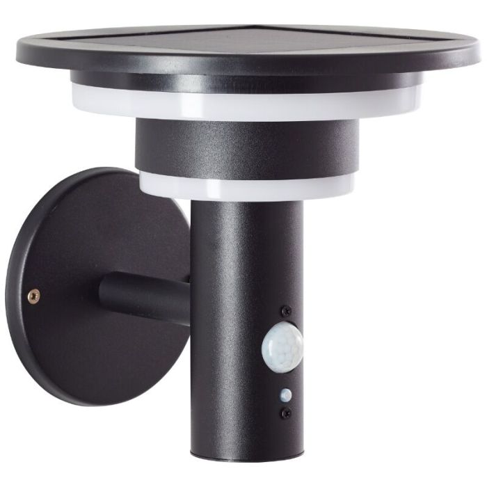 Modern solar outdoor wall light black, Lonneke, 3W, 3000K LED, IP44
