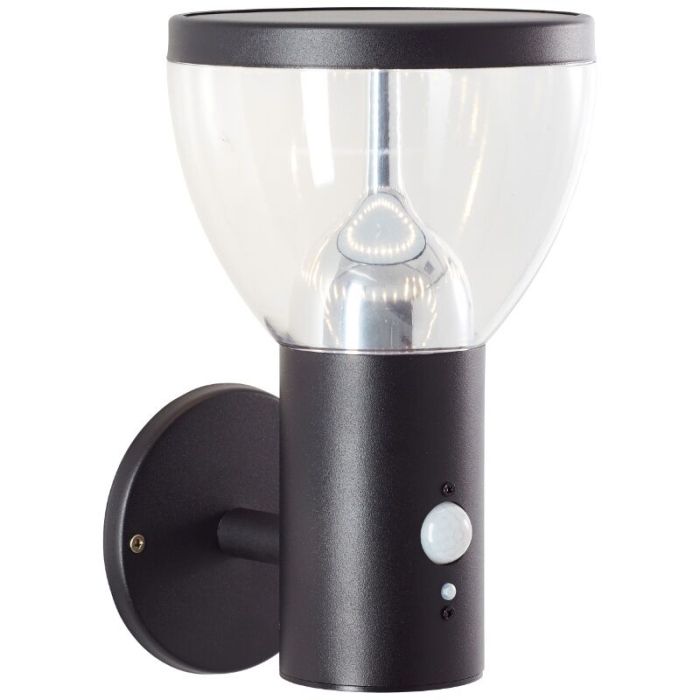 Modern solar outdoor wall light black, Saar, 3W, 3000K LED, IP44