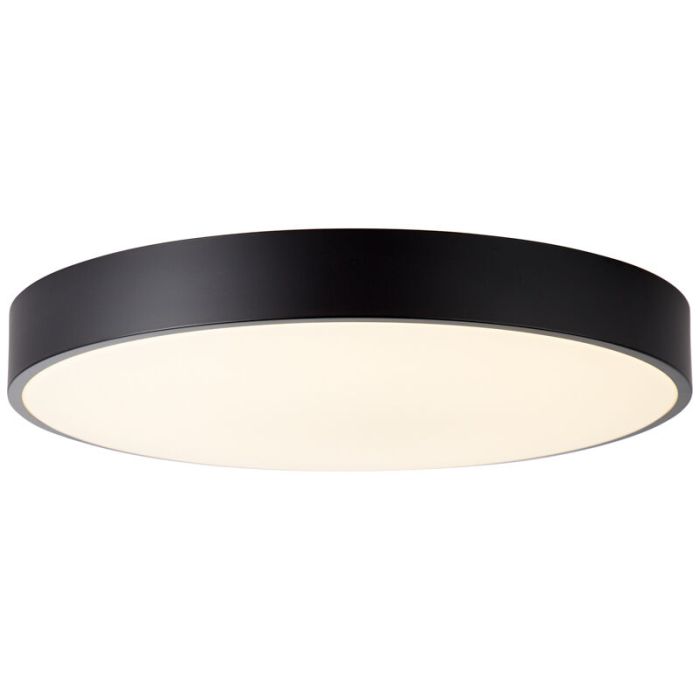 Modern flush ceiling light black, Asude, 60W, warm to cold white adjustable LED, with remote control