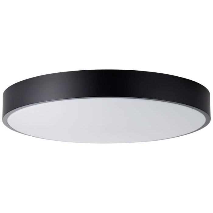 Modern flush ceiling light black, Asude, 60W, warm to cold white adjustable LED, with remote control