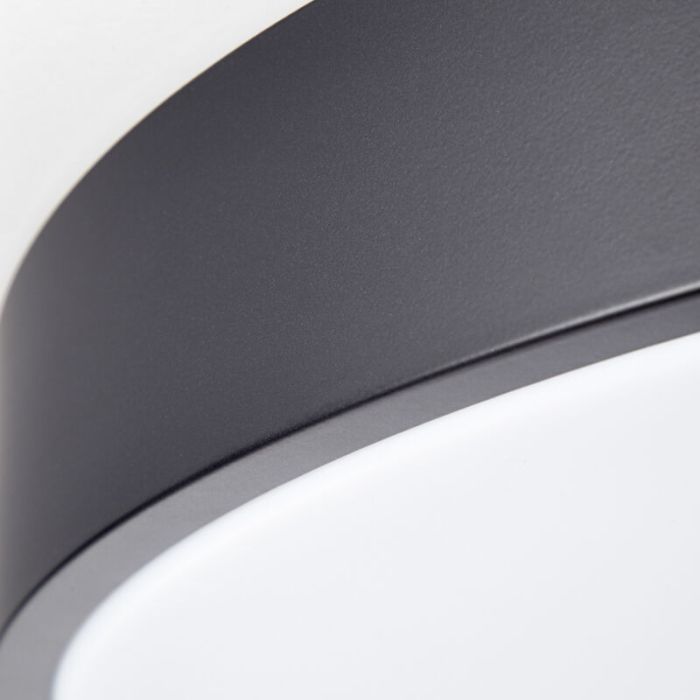 Modern flush ceiling light black, Asude, 60W, warm to cold white adjustable LED, with remote control