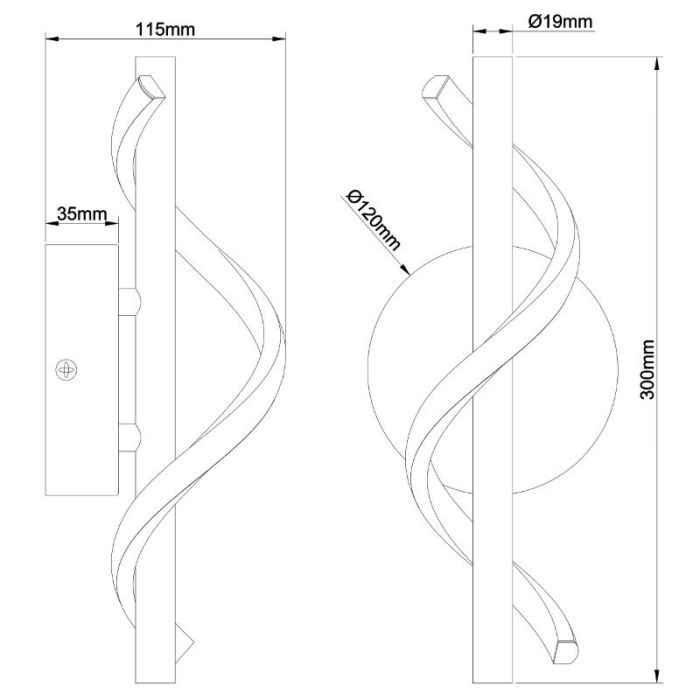 Design wall light black, Mateusz, 6W, 4000K LED