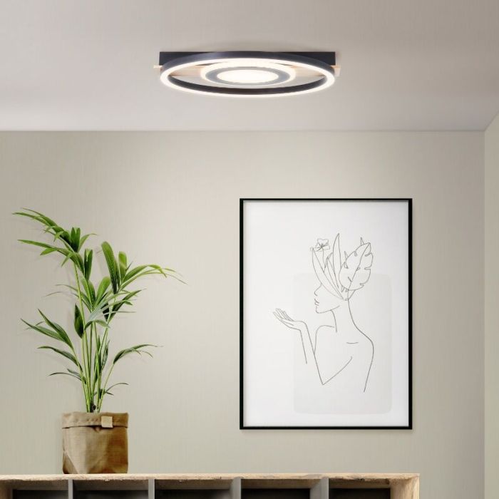 Design flush ceiling light brown, Konrad, 20W, 3000K LED