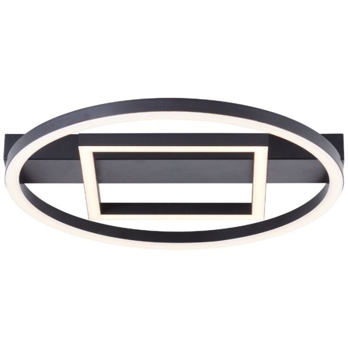 Design flush ceiling light black, Konrad, 20W, 3000K LED