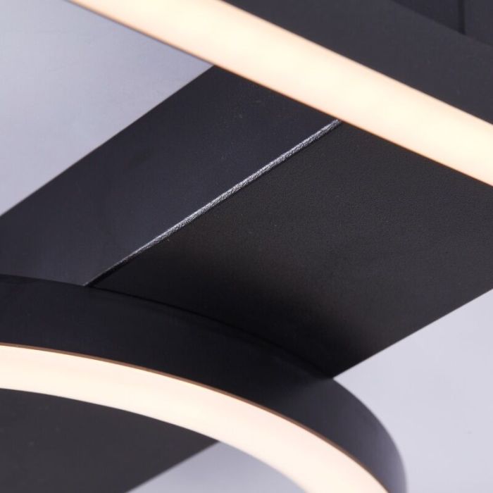 Design flush ceiling light black, Konrad, 20W, 3000K LED