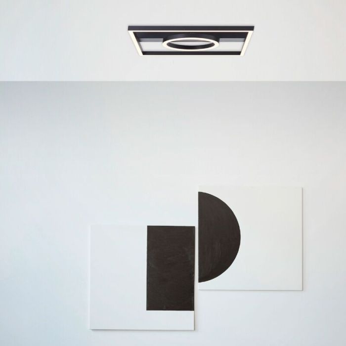 Design flush ceiling light black, Konrad, 20W, 3000K LED