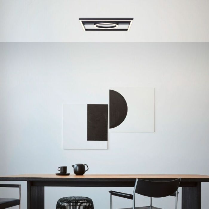 Design flush ceiling light black, Konrad, 20W, 3000K LED