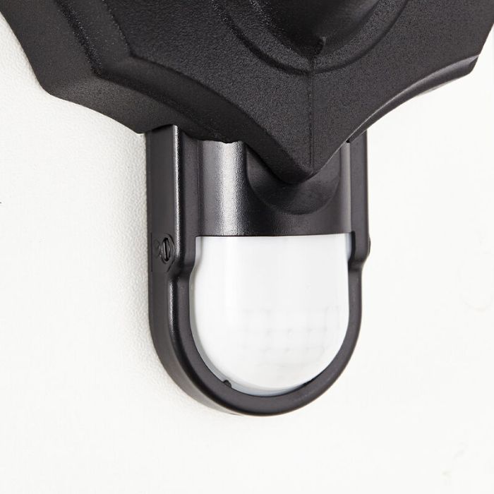 Classic outdoor wall light with motion sensor black, Rayn, IP44
