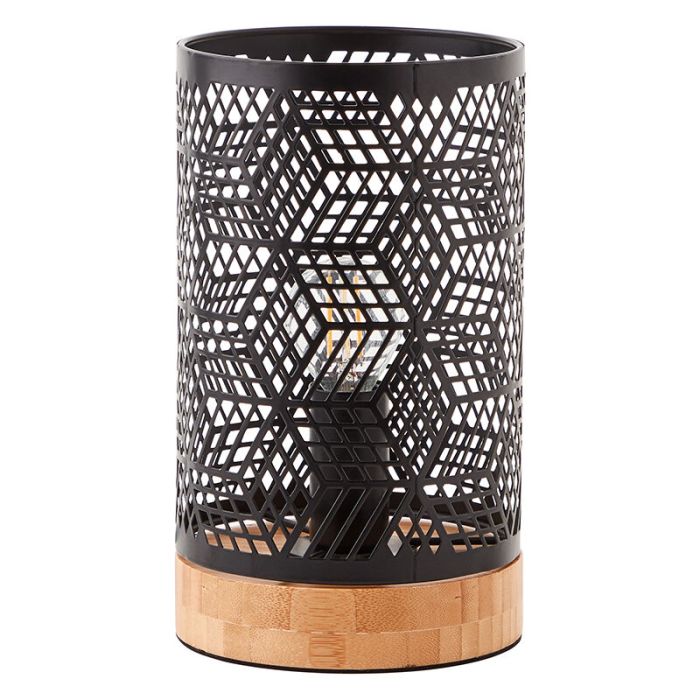 Wood table lamp black, Sherona, with switch