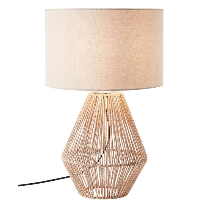 Rustic table lamp beige, Fennie, with switch