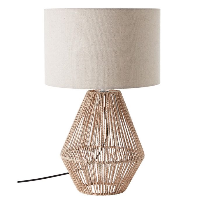Rustic table lamp beige, Fennie, with switch