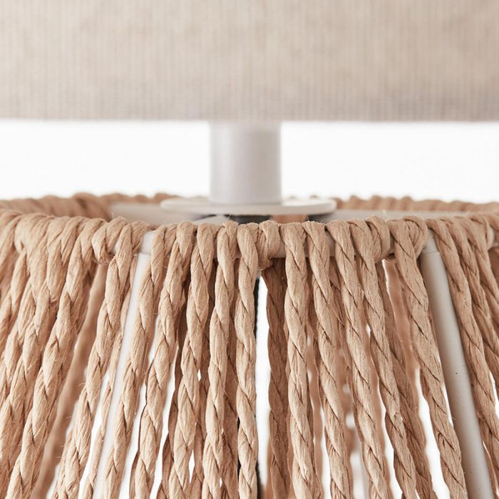 Rustic table lamp beige, Fennie, with switch