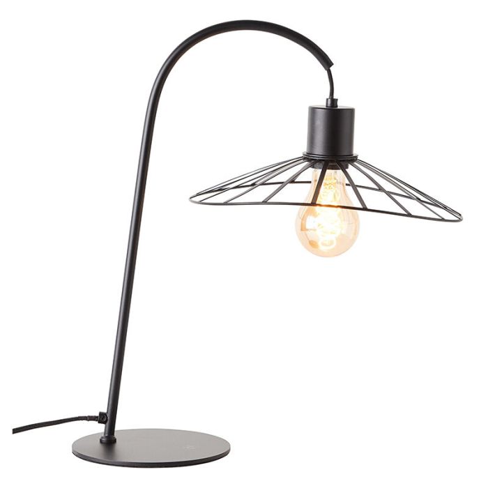 Retro table lamp black, Famke, with switch