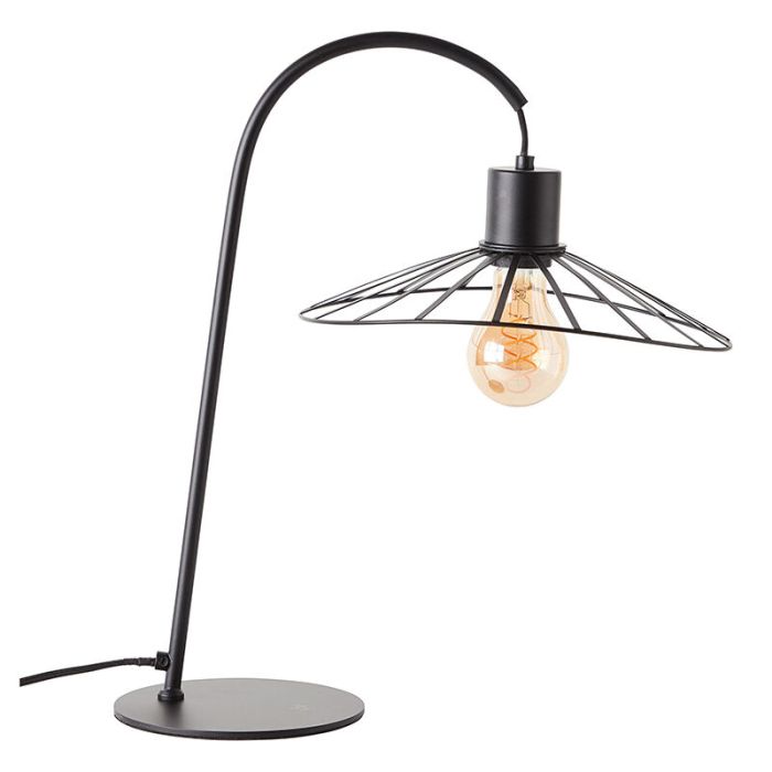Retro table lamp black, Famke, with switch