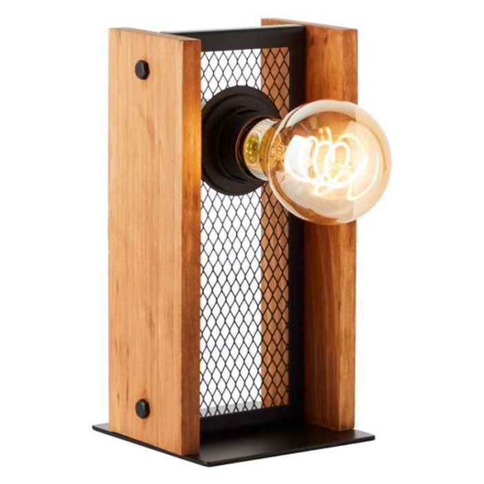 Wood table lamp brown, Rasha, with switch