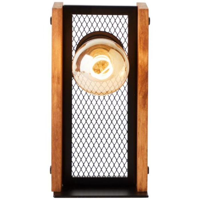 Wood table lamp brown, Rasha, with switch