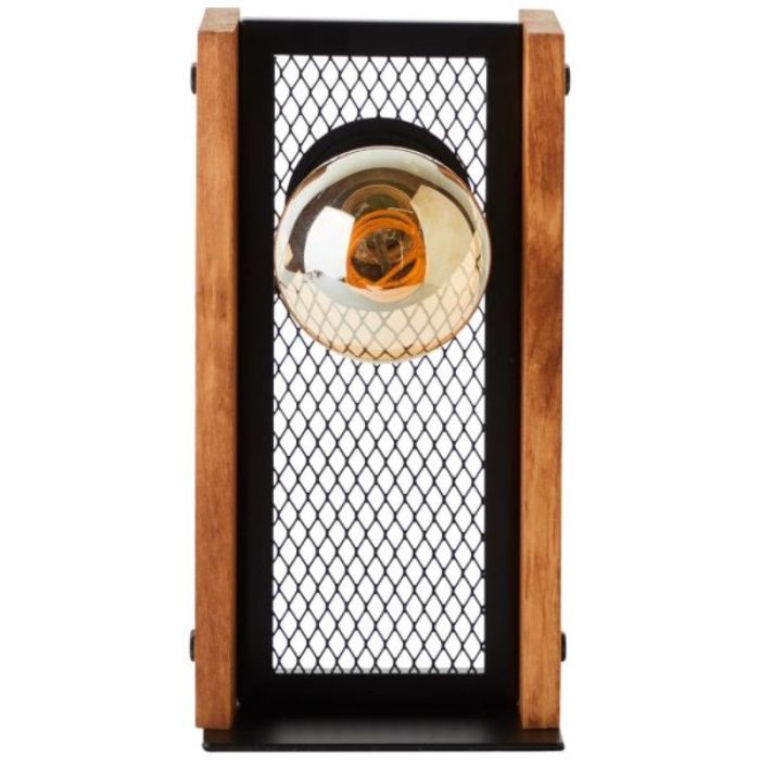 Wood table lamp brown, Rasha, with switch