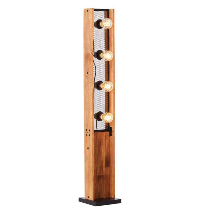 Wood floor lamp brown, Rasha, with switch