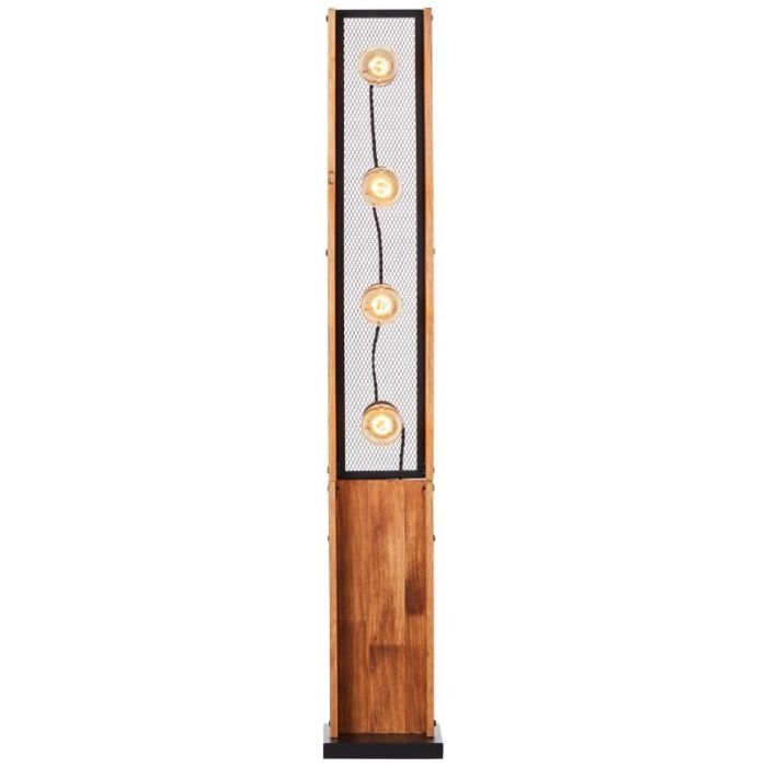 Wood floor lamp brown, Rasha, with switch