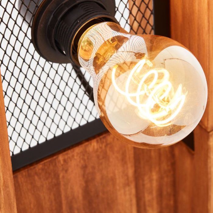 Wood floor lamp brown, Rasha, with switch