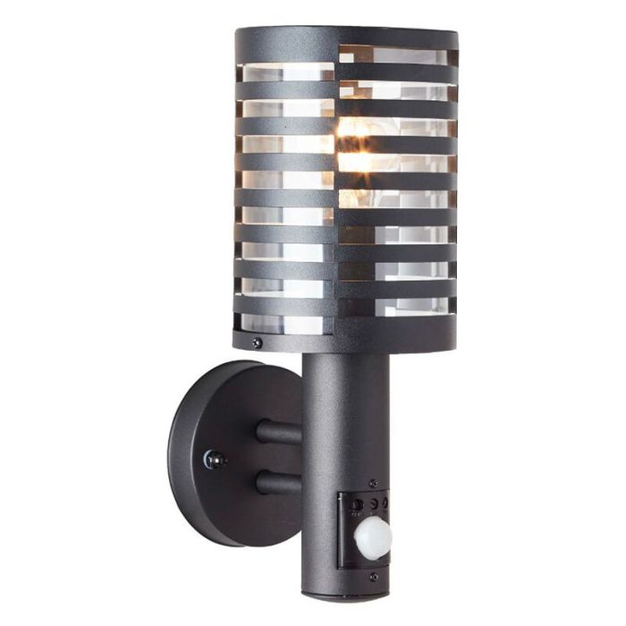 Modern outdoor wall light with motion sensor black, Veysel, IP44