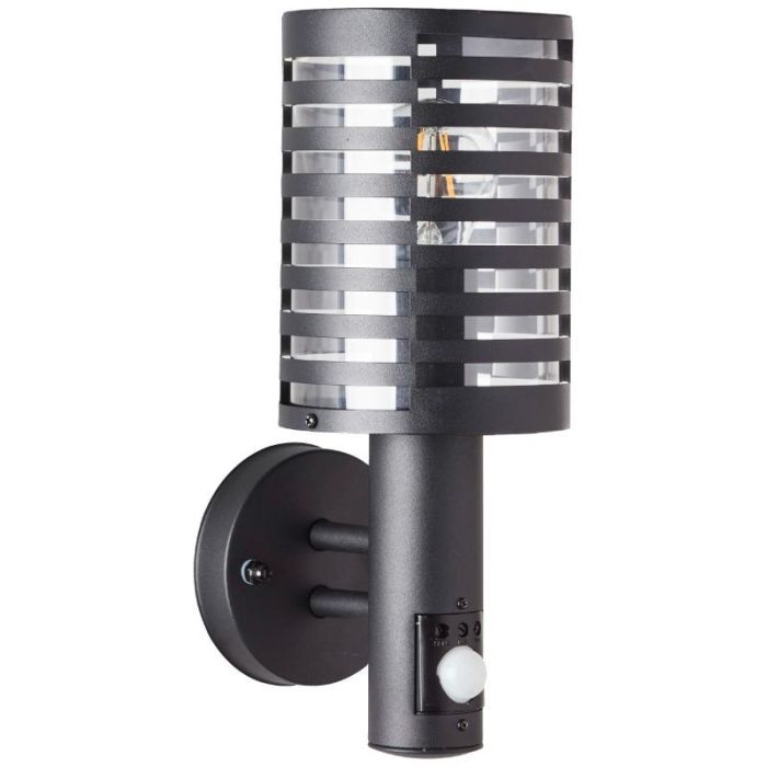 Modern outdoor wall light with motion sensor black, Veysel, IP44