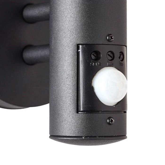 Modern outdoor wall light with motion sensor black, Veysel, IP44