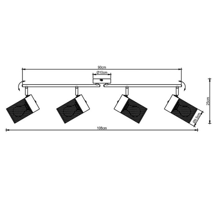 Industrial ceiling spotlight black, Georgino