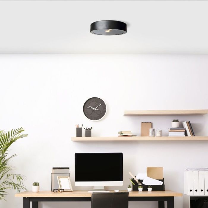 Industrial flush ceiling light black, Sherman