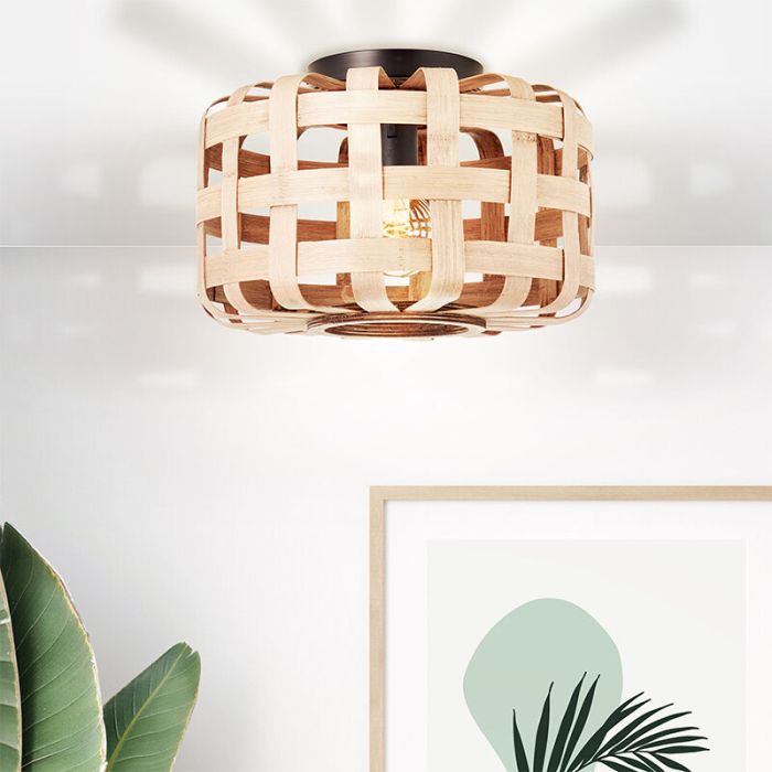 Wood flush ceiling light brown, Virginie