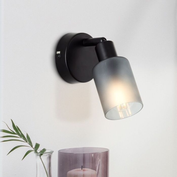 Glass wall spotlight black, Fanny