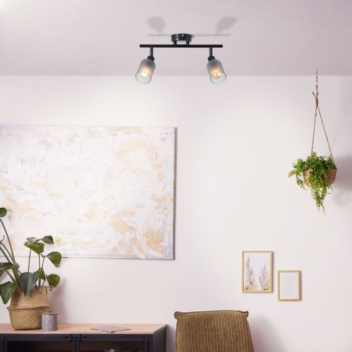 Glass ceiling spotlight black, Fanny