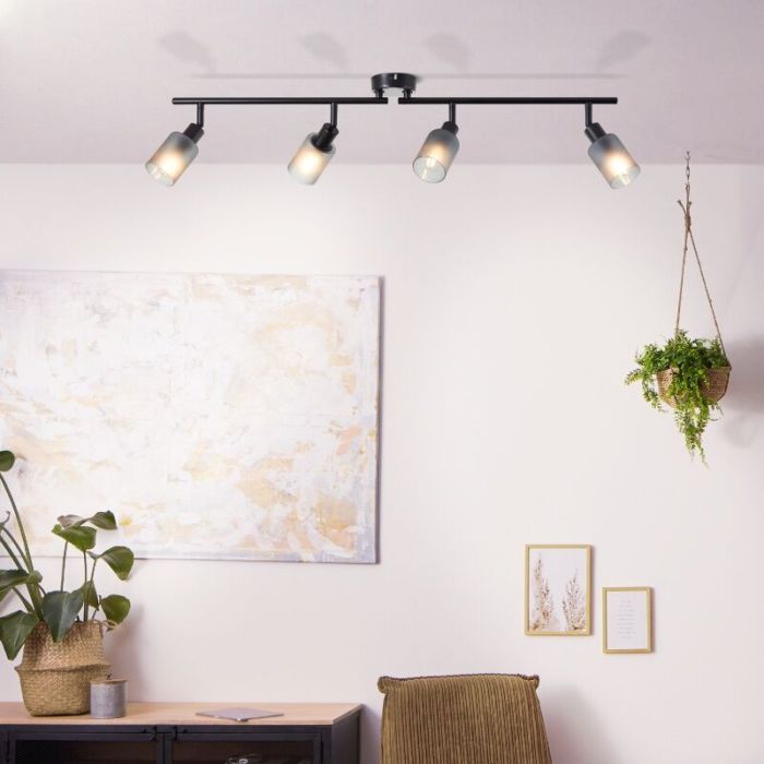 Glass ceiling spotlight black, Fanny