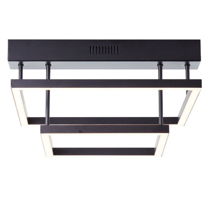 Modern flush ceiling light black, Enis, 34W, 3000K LED, 3-step dimmable