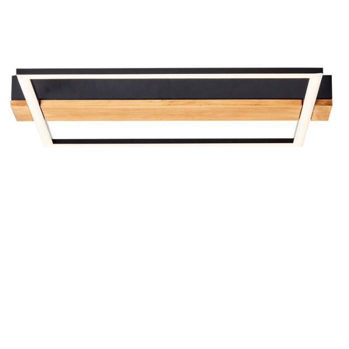 Wood flush ceiling light black, Fannie, 24W, 3000K LED