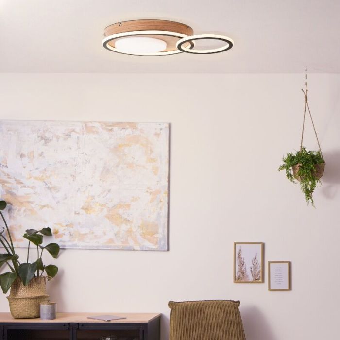 Modern flush ceiling light black, Georgios, 48W, 3000K LED